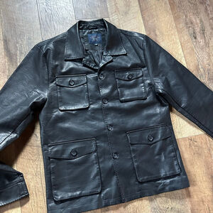 Women’s MARC ASHER Black Croc Embossed Faux Leather Jacket L